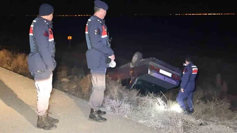 Aksaray'da Otomobil Takla Attı