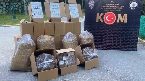 Uşak'ta Kaçak Tütün ve Makaron Operasyonu