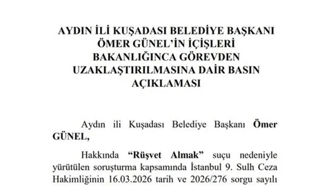 Kuşadası Belediye Başkanı Görevden Alındı