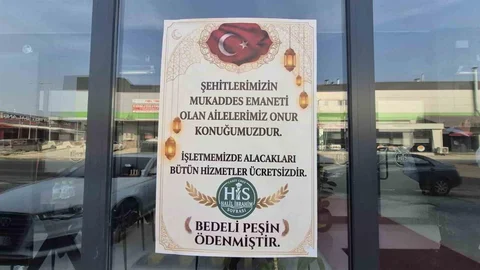 Düzce'de Restoran Şehit Ailelerine Ücretsiz Hizmet Veriyor