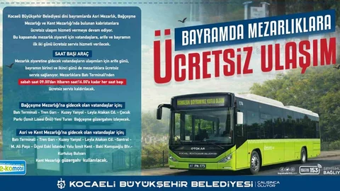 Kocaeli'de Ramazan Bayramı'nda Ulaşım Ücretsiz