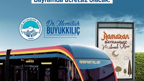 Kayseri'de Bayramda Ücretsiz Tramvay Hizmeti