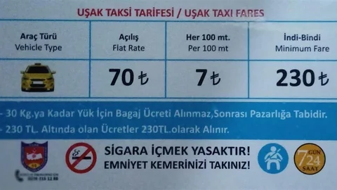 Uşak'ta Taksi Ücretleri Artış Gösterdi