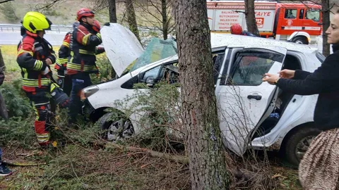 Balıkesir'de Otomobil Ormanlık Alana Uçtu