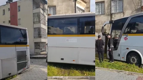 Toroslar’da Kontrolden Çıkan Otobüs Bahçeye Girdi