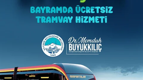 Kayseri'de Ücretsiz Tramvay Hizmeti