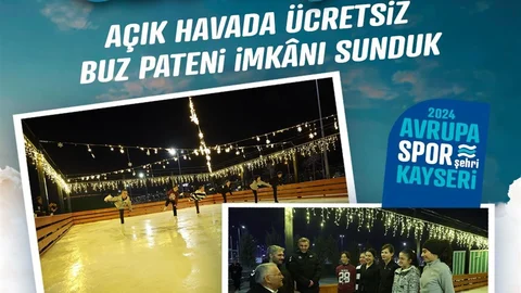 Kayseri’de Buz Pateni Pisti İlgi Gördü