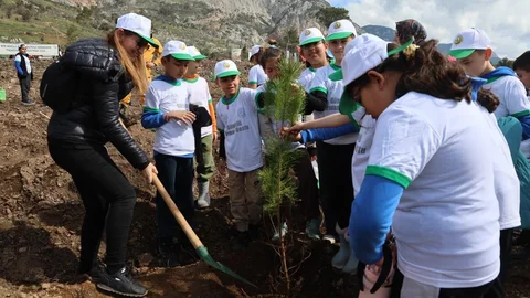 Akyaka'da Fidan Dikimi Yapılıyor