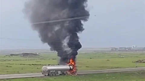 Cizre'de Tır Yangını Meydana Geldi