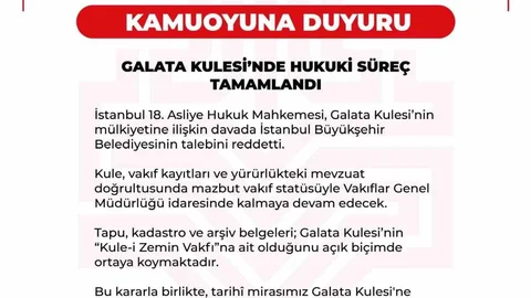 Galata Kulesi Davasında İBB'ye Ret Kararı