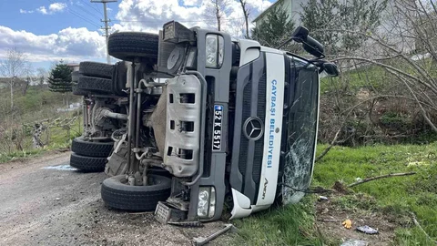 Ordu'da Beton Mikseri Devrildi