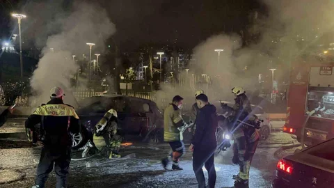 İstanbul'da Park Halindeki Araçta Yangın Çıktı
