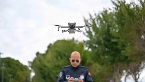 Antalya'da Dronla Zabıta Denetimi