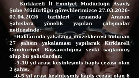 Kırklareli'nde Aranan 8 Kişi Yakalandı