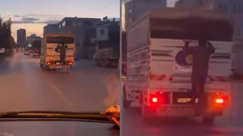 Kurdali'de Ölümle Dans! Kamyonetin Kasasında Tehlikeli Yolculuk