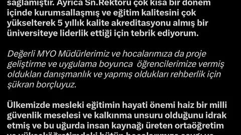 AK Partili Cıngı'dan KAYÜ'ye Teşekkür Mesajı