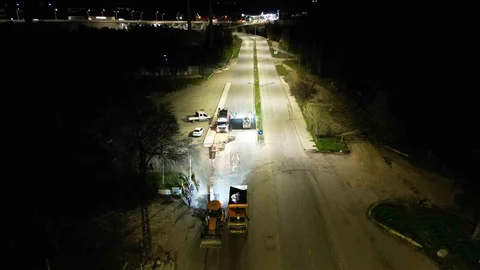 Çorum'da Gece Yol Onarımı Yapıldı