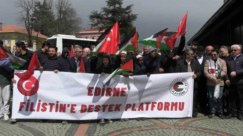 Edirne'de Filistin'e Destek Gösterisi
