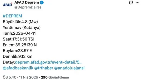 Kütahya'da Deprem Bursa'da Hissedildi