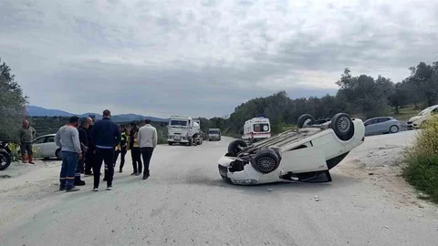 Aydın'da Takla Atan Araçtan Sürücü Sağ Çıktı