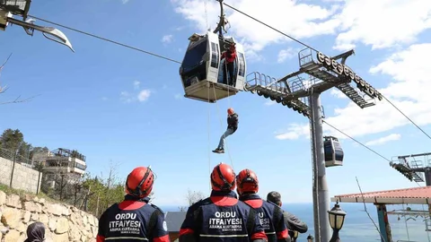 Ordu'da Teleferik Tatbikatı Gerçekleştirildi