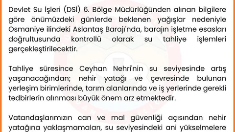 Adana'da Taşkın Uyarısı Yapıldı