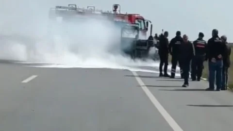 Edirne'de İş Makinesi Yangını