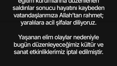 Başkan Çerçioğlu Etkinlikleri İptal Etti