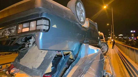 Antalya'da Takla Atan Araçta Şans Eseri Kurtuluş