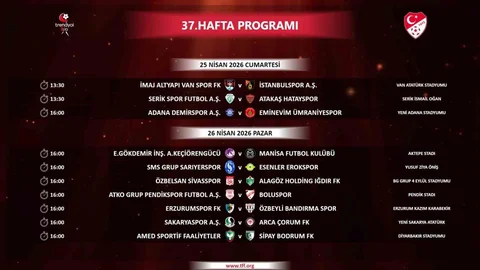 Trendyol 1. Lig 37. Hafta Programı Açıklandı