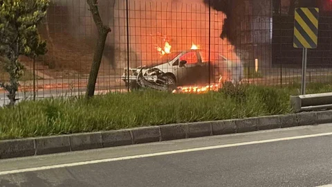 Tekirdağ'da Kaza Sonrası Yangın