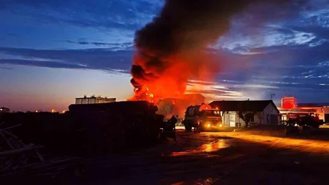 Edirne'de Kereste Fabrikasında Yangın