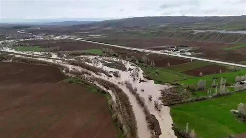Sivas'ta Taşkın Sonrası Tarım Arazileri Görüntülendi