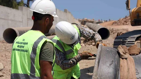 Muğla Bodrum'da Su Hattı Çalışmaları