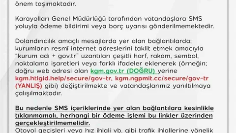 KGM'den Dolandırıcılık Uyarısı