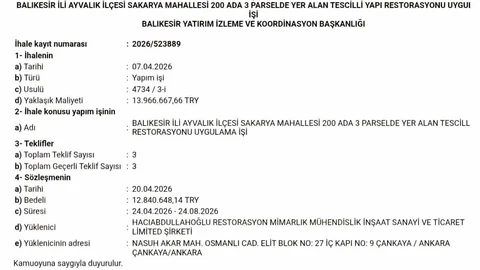 Balıkesir'de Tarihi Bina Restorasyonu Tamamlandı