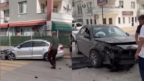Erdemli Sanayi Civarında İki Araç Kafa Kafaya Çarpıştı
