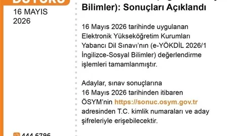 e-YÖKDİL 2026/1 Sonuçları Duyuruldu
