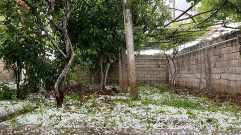 Mardin'de Kısa Süreli Dolu Yağışı