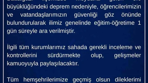 Malatya'da Eğitim Süresiz Olarak İki Gün Durduruldu