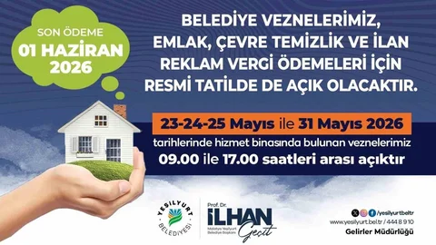 Yeşilyurt'ta Vergi Ödemeleri İçin Vezneler Açık Kalacak