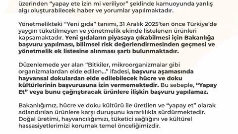 Tarım Bakanlığı'ndan Yapay Et Açıklaması