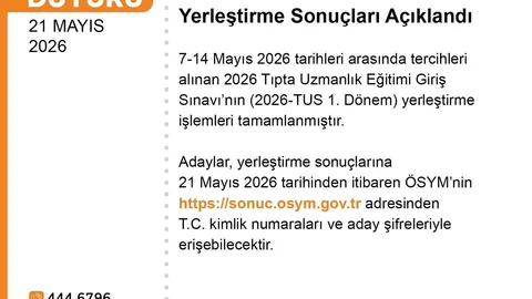 2026-TUS Yerleştirme Sonuçları Açıklandı
