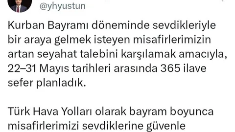 Türk Hava Yolları 365 Ek Sefer Düzenledi