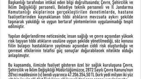 Elazığ'daki Hastaneye Cezai İşlem Yapıldı