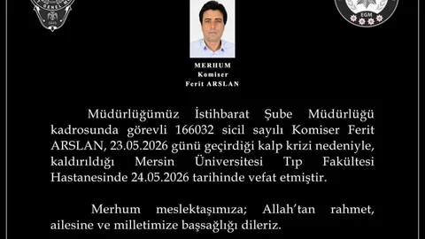 Mersin'de Kalp Krizi Geçiren Komiserin Cenazesi Gönderildi