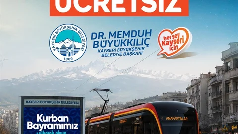 Kayseri'de Bayramda Tramvay Ücretsiz