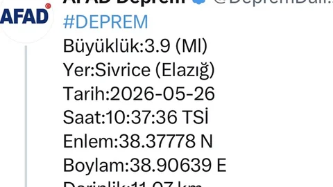 Elazığ'da Yeni Deprem Gerçekleşti