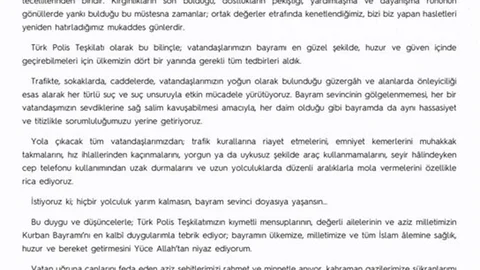 Emniyet Genel Müdürü Fidan'dan Bayram Mesajı