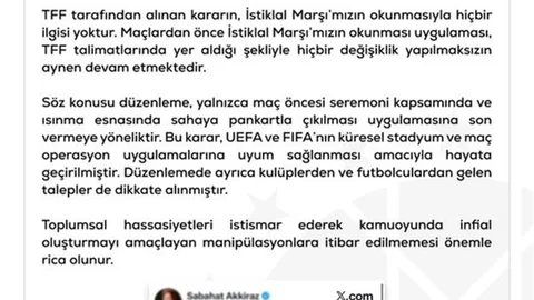 DMM'den İstiklal Marşı Açıklaması